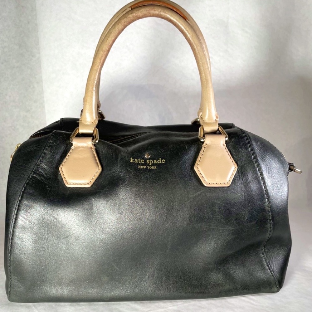 Kate Spade leather handbag, Black with Tan Handles